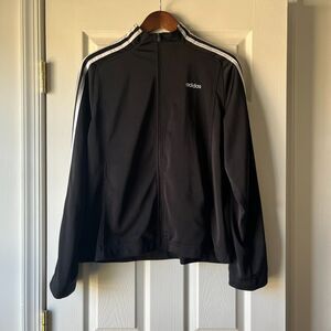 Adidas Black 3-Stripes Track Jacket | Mesh-Lined Training Full Zip | Men's XL